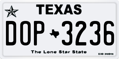 TX license plate DOP3236