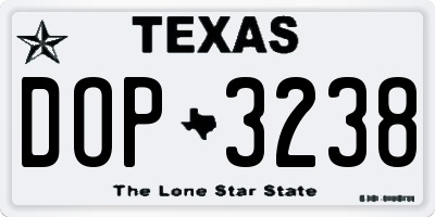 TX license plate DOP3238