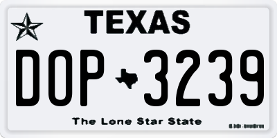 TX license plate DOP3239