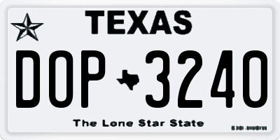 TX license plate DOP3240