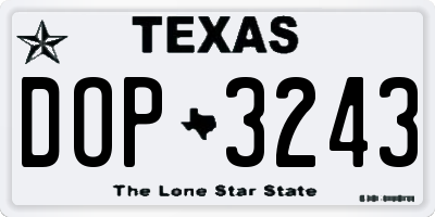 TX license plate DOP3243