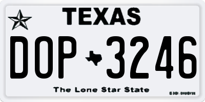 TX license plate DOP3246