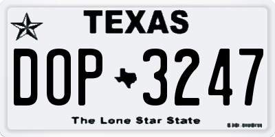 TX license plate DOP3247