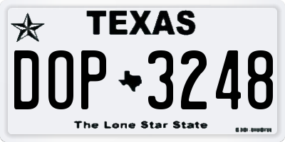 TX license plate DOP3248