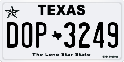 TX license plate DOP3249
