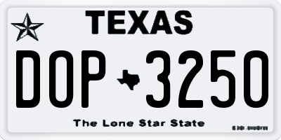 TX license plate DOP3250