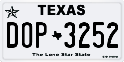 TX license plate DOP3252