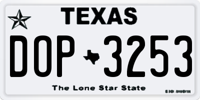 TX license plate DOP3253