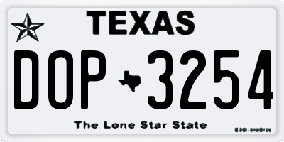 TX license plate DOP3254