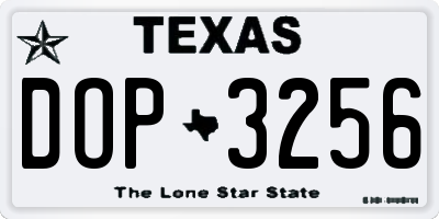 TX license plate DOP3256