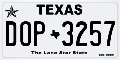 TX license plate DOP3257