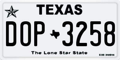 TX license plate DOP3258