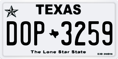 TX license plate DOP3259