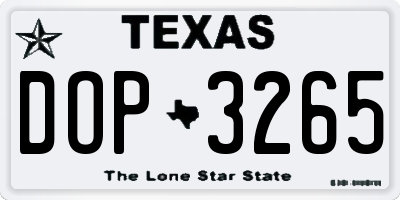 TX license plate DOP3265