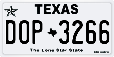 TX license plate DOP3266