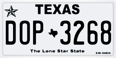 TX license plate DOP3268