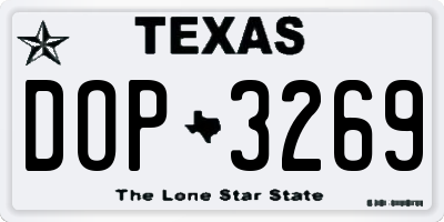 TX license plate DOP3269