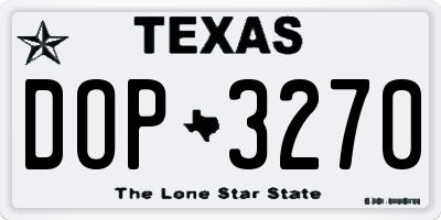 TX license plate DOP3270