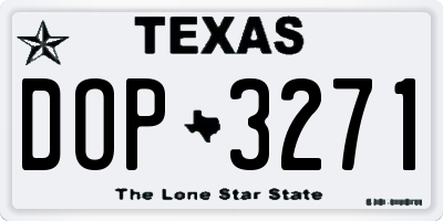 TX license plate DOP3271