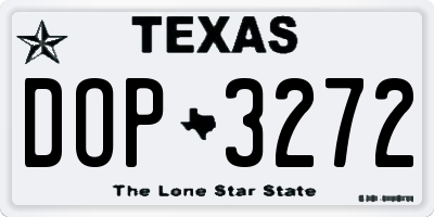TX license plate DOP3272