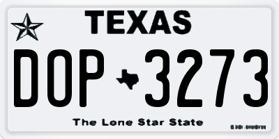TX license plate DOP3273