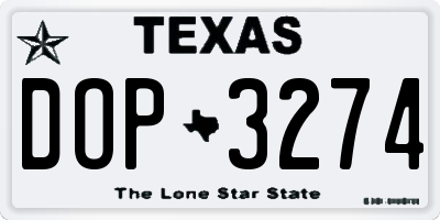 TX license plate DOP3274