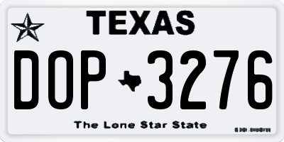 TX license plate DOP3276