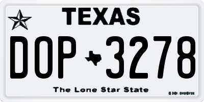 TX license plate DOP3278