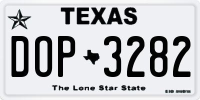 TX license plate DOP3282