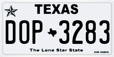 TX license plate DOP3283