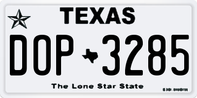 TX license plate DOP3285