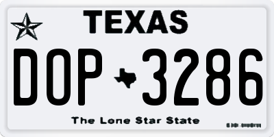 TX license plate DOP3286