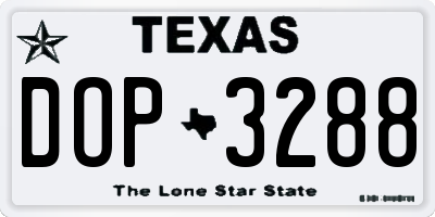 TX license plate DOP3288