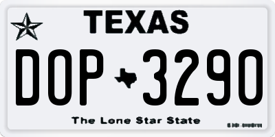 TX license plate DOP3290