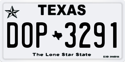 TX license plate DOP3291