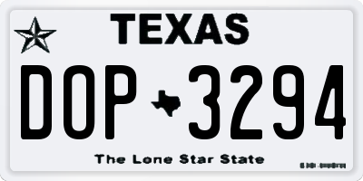 TX license plate DOP3294