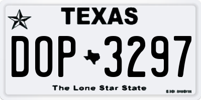 TX license plate DOP3297