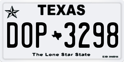 TX license plate DOP3298