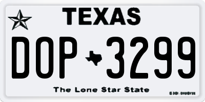TX license plate DOP3299