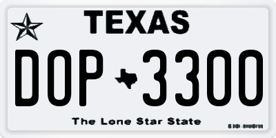 TX license plate DOP3300