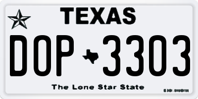 TX license plate DOP3303