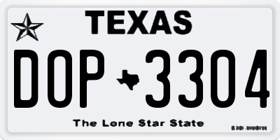 TX license plate DOP3304