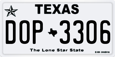TX license plate DOP3306