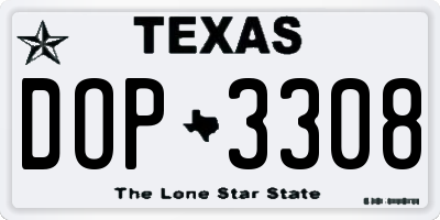 TX license plate DOP3308