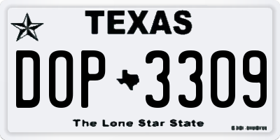 TX license plate DOP3309