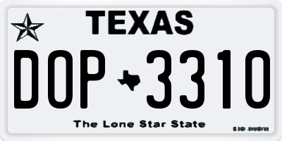 TX license plate DOP3310