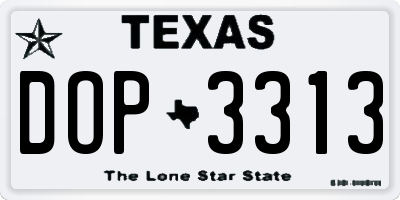 TX license plate DOP3313