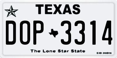 TX license plate DOP3314