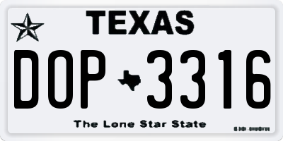 TX license plate DOP3316