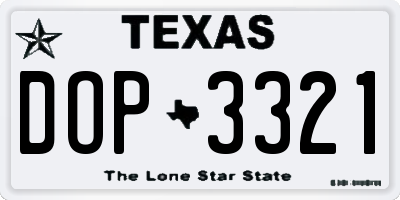 TX license plate DOP3321